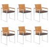 vidaXL Cadeiras de jardim 6 pcs c/ almofad&otilde;es madeira de ac&aacute;cia maci&ccedil;a