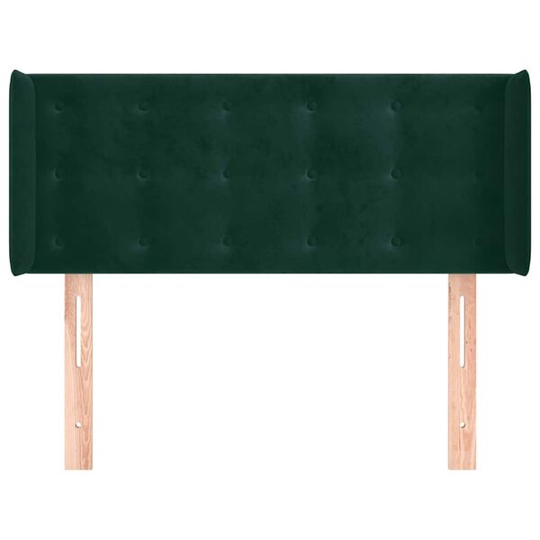 vidaXL Cabeceira de cama c/ abas veludo 103x16x78/88cm verde-escuro
