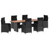 vidaXL Conjunto de Jantar para Exterior 7 unid. Preto vime PE
