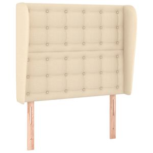 vidaXL Cabeceira de cama c/ abas tecido 83x23x118/128 cm creme