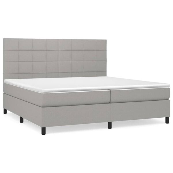 vidaXL Cama com molas/colch&atilde;o 200x200 cm tecido cinza-claro