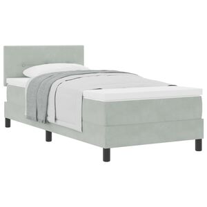 vidaXL Cama Box com colch&atilde;o Cinzento-claro 90 x 190 cm Veludo