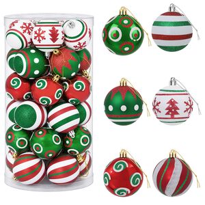 vidaXL Conjunto de Bolas de Natal 30 unid. Branco, vermelho e verde