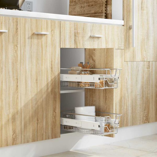 vidaXL Cestos de arame extraíveis 2 pcs 300 mm prateado