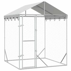vidaXL Canil de exterior com teto 2x2x2,5m a&ccedil;o galvanizado prateado