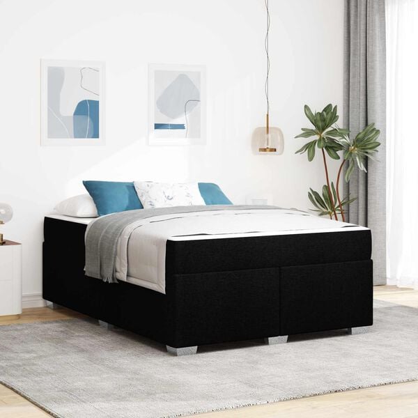 vidaXL Estrutura da Cama com colch&atilde;o Preto 160 x 200 cm tecido