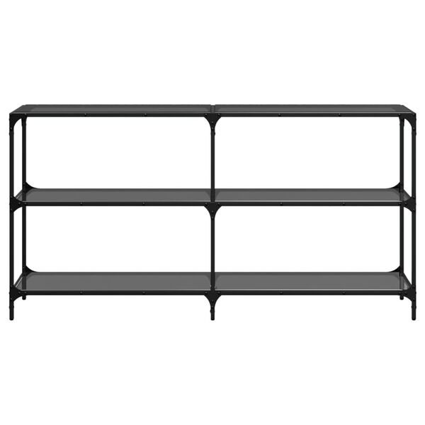 vidaXL Mesa consola com tampo em vidro preto 158,5x30x81 cm aço