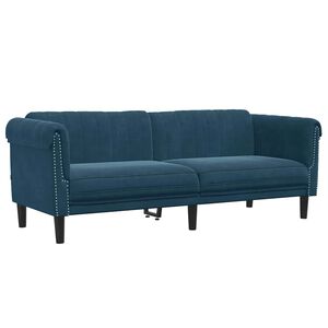 vidaXL Sof&aacute; de 3 lugares veludo azul