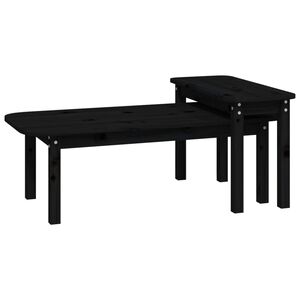 vidaXL 2 pcs conjunto de mesas de centro pinho maci&ccedil;o preto