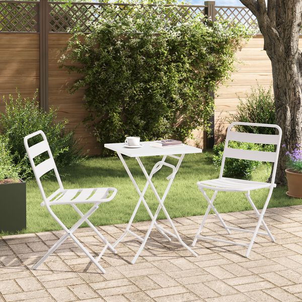 vidaXL Conjunto bistro 3 pcs Branco Aço