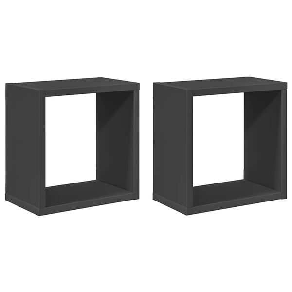 vidaXL Prateleiras de parede em forma de cubo 2 pcs 26x15x26 cm cinza