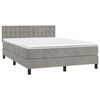 vidaXL Cama box spring c/ colch&atilde;o/LED 140x190 cm veludo cinzento