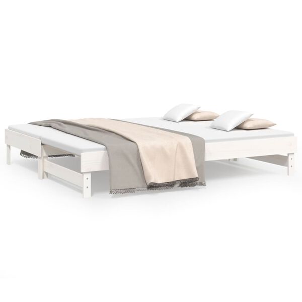 vidaXL Sofá-cama de puxar 2x(90x200) cm pinho maciço branco