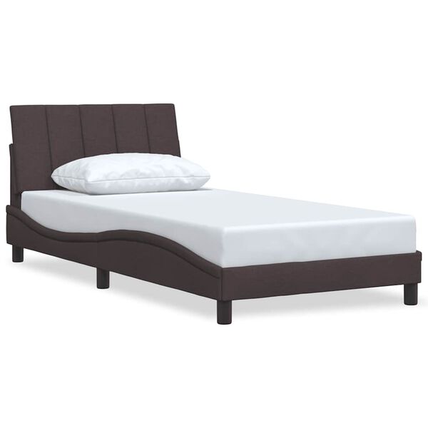 vidaXL Estrutura de cama sem colch&atilde;o Hanko 100x200 cm tecido castanho-escuro
