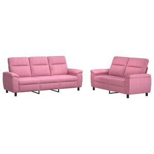 vidaXL Conjunto de Sof&aacute;s 2 pcs Rosa Tecido