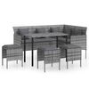 vidaXL 5 pcs conjunto sof&aacute;s formato L c/ almofad&otilde;es vime PE cinzento