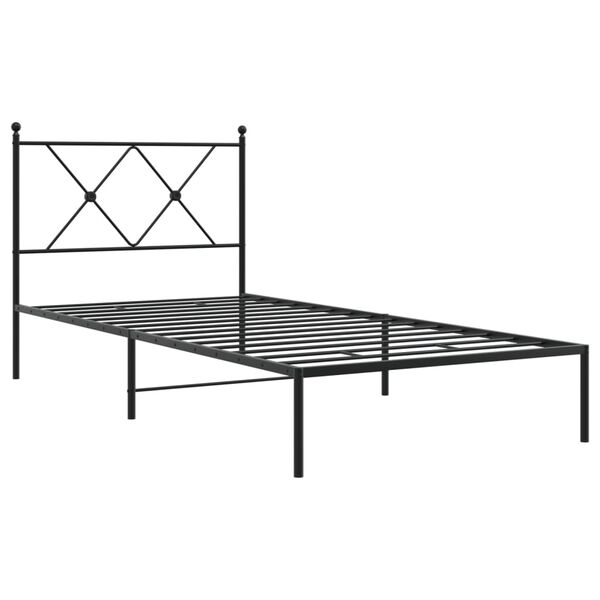 vidaXL Estrutura de cama com cabeceira 90x190 cm metal preto