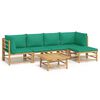vidaXL 6 pcs conjunto lounge de jardim bambu c/ almofad&otilde;es verdes