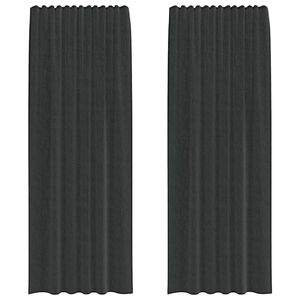 vidaXL Cortinas de voile com bolsos para var&atilde;o 2 pcs preto