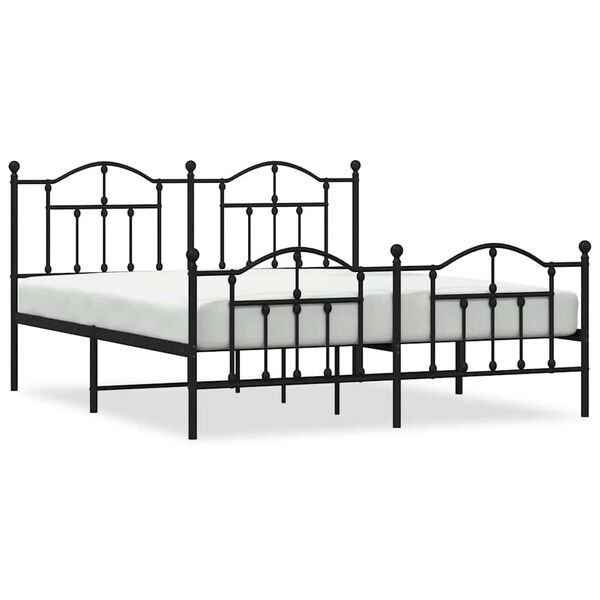 vidaXL Estrutura de cama com cabeceira e p&eacute;s 183x213 cm metal preto