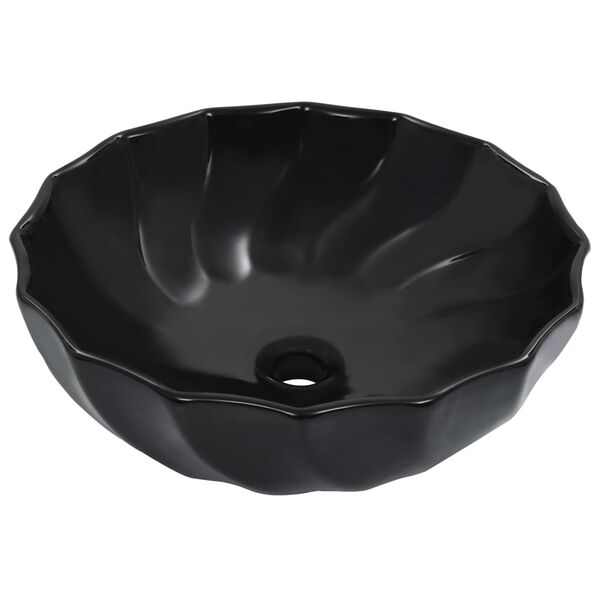 vidaXL Lavatório 46x17 cm cerâmica preto