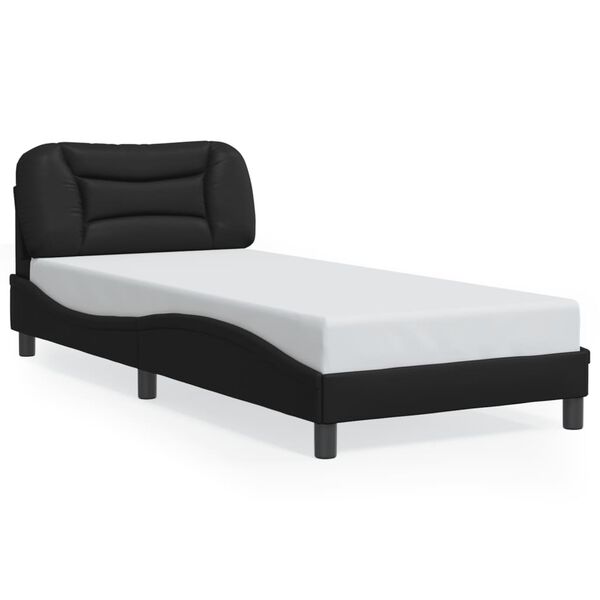 vidaXL Estrutura de cama sem colch&atilde;o Hvar 90x190 cm couro artificial preto