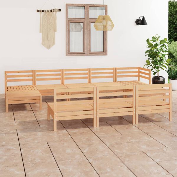 vidaXL 10 pcs conjunto lounge de jardim pinho maci&ccedil;o