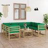 vidaXL Conj. lounge de jardim 9 pcs com almofad&otilde;es pinho impregnado