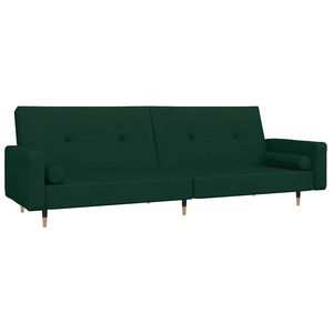 vidaXL Sof&aacute;-cama 2 lugares com duas almofadas veludo verde-escuro