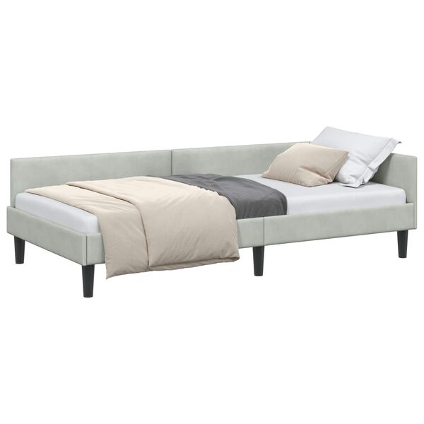 vidaXL Estrutura de Cama de Canto Cinzento-claro 80 cm x 200 cm