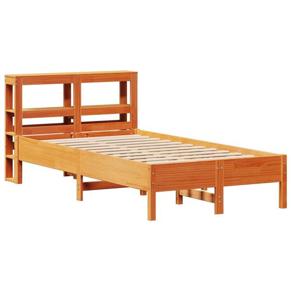 vidaXL Cama sem colchão 100x200 cm pinho maciço castanho-mel