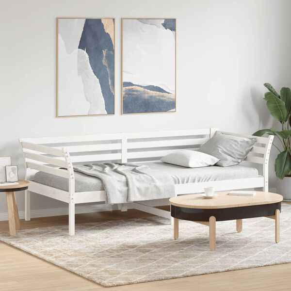 vidaXL Sof&aacute;-cama sem colch&atilde;o 90x200 cm madeira de pinho maci&ccedil;a branco