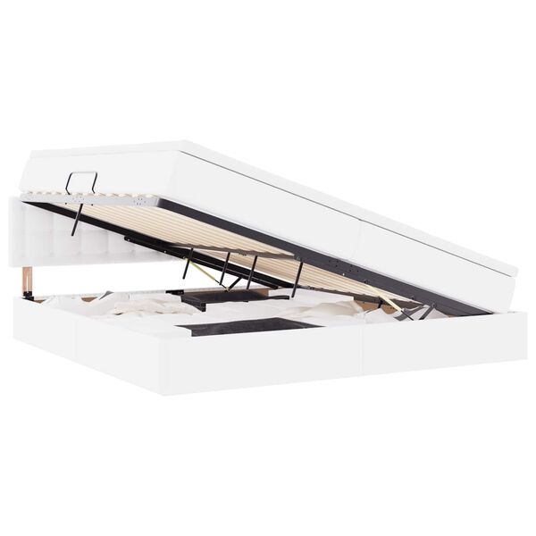 vidaXL Cama com arruma&ccedil;&atilde;o e LED com led Cinzento-claro 200 x 200 cm