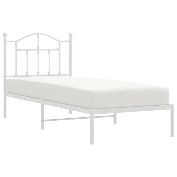 vidaXL Estrutura de cama com cabeceira 90x190 cm metal branco