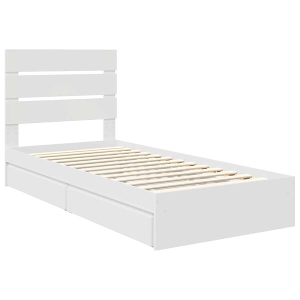 vidaXL Cama com Armazenamento Branco 90 x 200 cm Madeira processada
