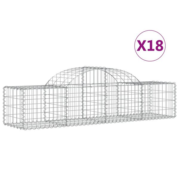 vidaXL Cestos gabião arqueados 18pcs 200x50x40/60 cm ferro galvanizado