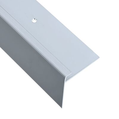 vidaXL Perfil p/ escada em forma de F 15 pcs alumínio 90 cm prateado