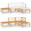 vidaXL 4 pcs conj. lounge de jardim + almofad&otilde;es cor creme teca maci&ccedil;a