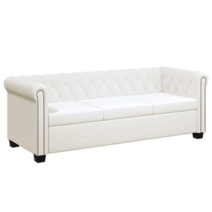 vidaXL Sof&aacute; Chesterfield de 3 lugares em couro artificial branco