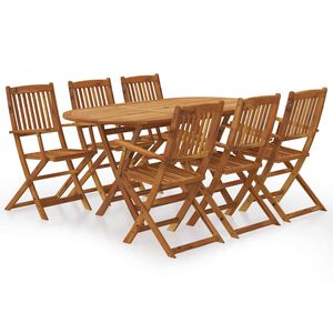 vidaXL 7 pcs conjunto jantar dobr&aacute;vel p/ jardim madeira ac&aacute;cia maci&ccedil;a