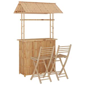 vidaXL 3 pcs conjunto de bar em bambu