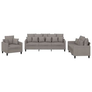 vidaXL 3 pcs conjunto de sof&aacute;s com almofadas tecido cinza-acastanhado