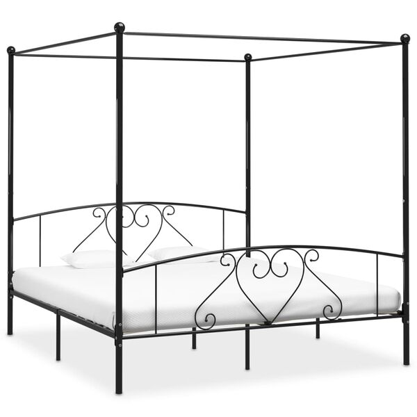 vidaXL Estrutura de cama com dossel 200x200 cm metal preto