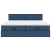 vidaXL Estrutura de cama otomana com colch&otilde;es 160x200cm tecido azul