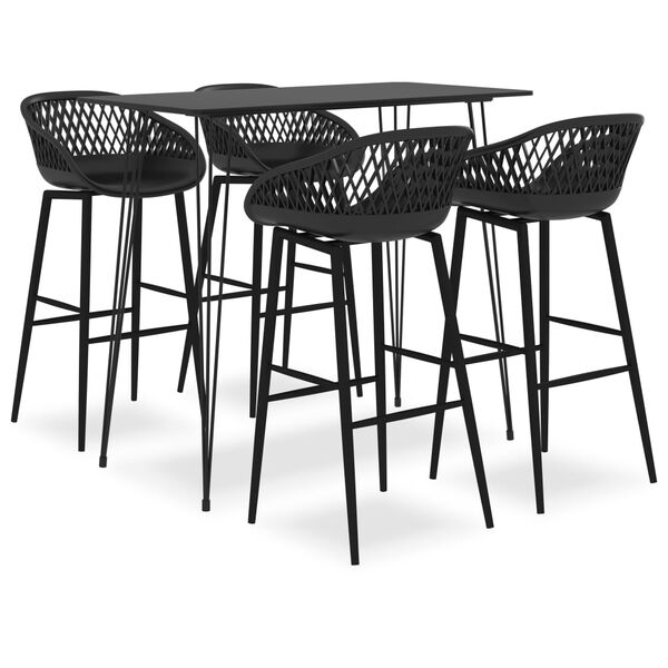 vidaXL 5 pcs conjunto de bar preto