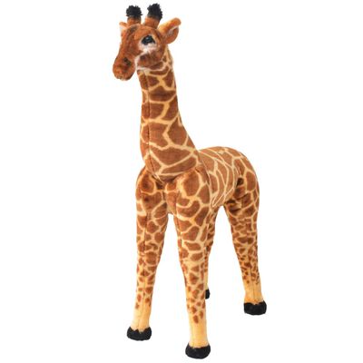 vidaXL Brinquedo de montar girafa peluche castanho e amarelo XXL