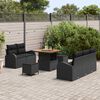 vidaXL Conjunto de Sof&aacute; de Jardim com almofada 8 pcs Preto vime PE