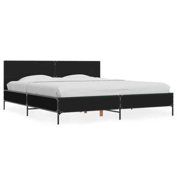 vidaXL Estrutura de cama 200x200 cm derivados de madeira/metal preto
