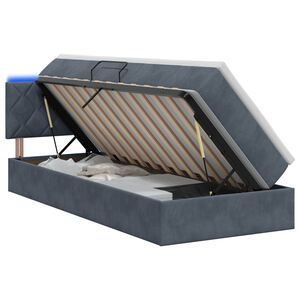 vidaXL Cama de Armazenamento LED com Colch&atilde;o Cinzento-Escuro