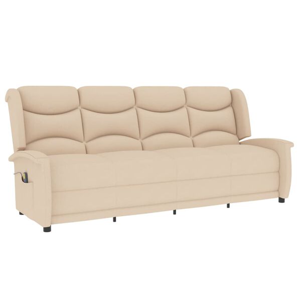 vidaXL Poltrona de massagens 4 lugares reclinável tecido creme